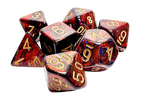 CHX22419: Scarab Mega-hedral Blue Blood/gold 7-Die Set