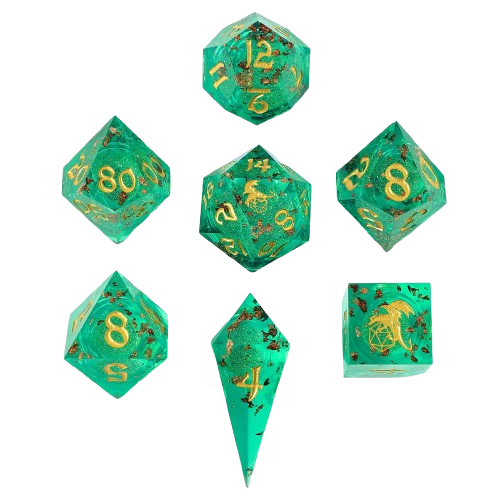 Sharp Edge Liquid Core RPG Dice Set - Green