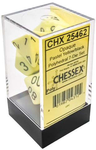 CHX 25462 Opaque: Polyhedral Pastel Yellow/Black 7-Die Set