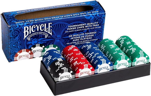 Bicycle Poker Chips (100 8 Gram Clay w/Tray)