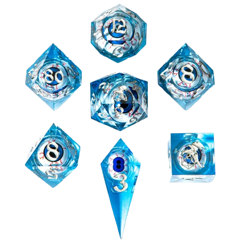 Always Watching Blue Rolling Eyeballs Sharp Edged Dice Set