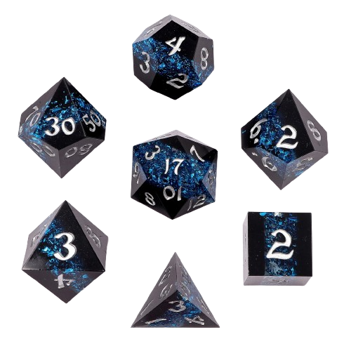 Captured Magic Sharp Edge Resin Dice Set-Mana Path Blue