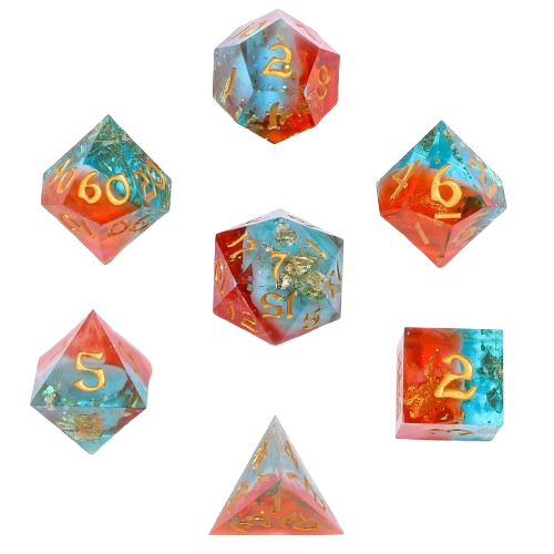 Captured Magic Sharp Edge Resin Dice Set - Sunset Mirage