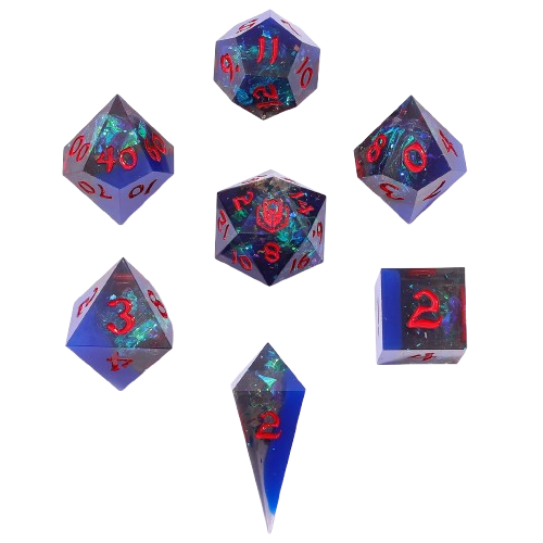 Captured Magic Sharp Edge Resin Dice Set - Sapphire Inferno