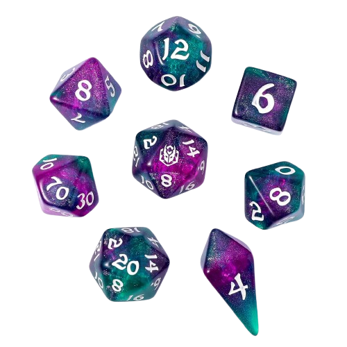 8 PCS Polyhedral RPG Dice set - Jesters Cloak