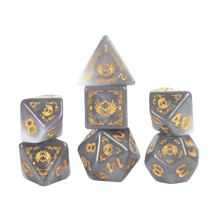 Dungeons and Dragons Adventure Dice - Paladin: White / Grey | Sirius Dice