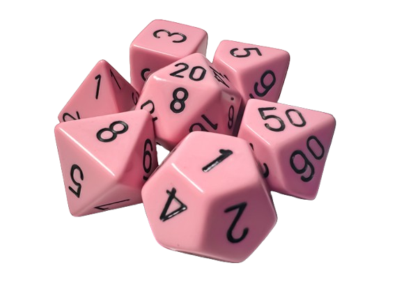 CHX 25464 Opaque: Polyhedral Pastel Pink/Black 7-Die Set