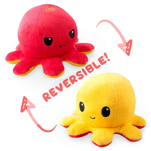Reversible Octopus Plush: Red and Yellow