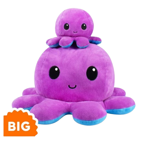 BIG Reversible Octopus Plush: Purple and Blue