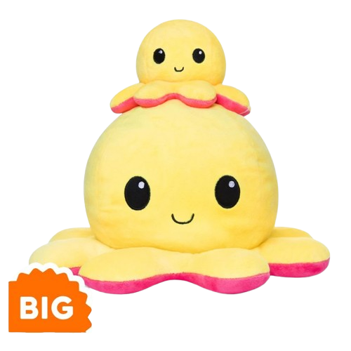 BIG Reversible Octopus Plush: Yellow and Red