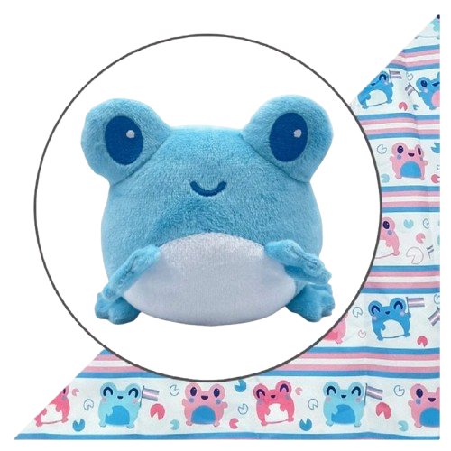 Plushie Tote: Blue Frog/Transgender Pride