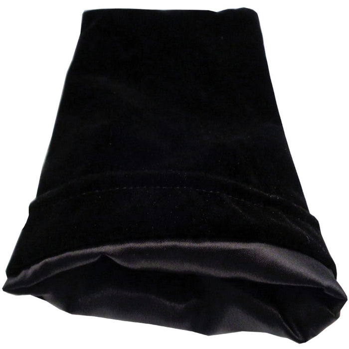 Fanroll 6in x 8in LARGE Black Velvet Dice Bag with Black Satin Lining