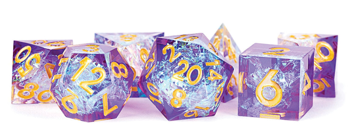 Handcrafted Sharp Edge Resin Dice Set: Royal Geode (7)