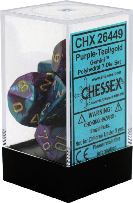 CHX 26449 Gemini Purple-Teal w/Gold Polyhedral 7-Die Set