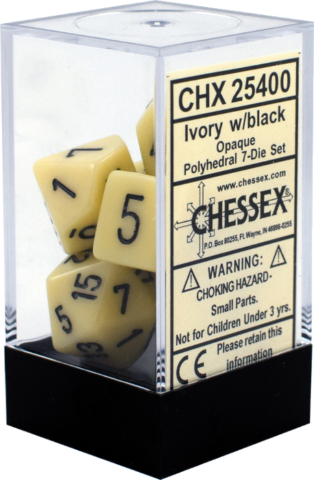 CHX 25400 Opaque Ivory/black Polyhedral 7-Die Set