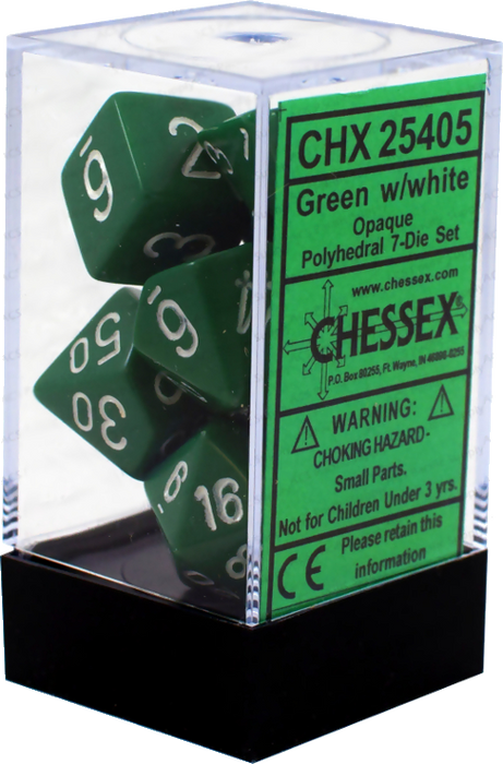 CHX 25405 Opaque Green/white Polyhedral 7-Die Set