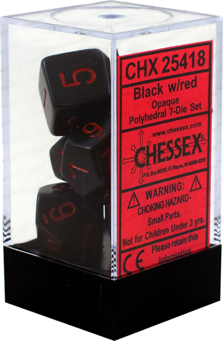 CHX 25418 Opaque Black/red Polyhedral 7-Die Set