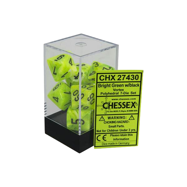 CHX 27430 Vortex Bright Green/Black Polyhedral 7-Die Set