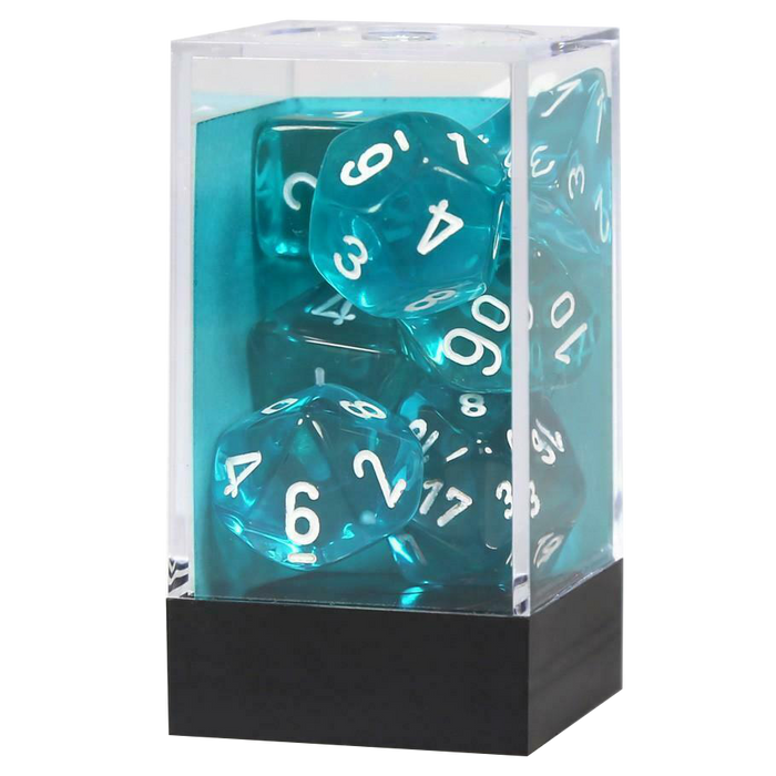 CHX 23085 Translucent Teal/white Polyhedral 7-Die Set