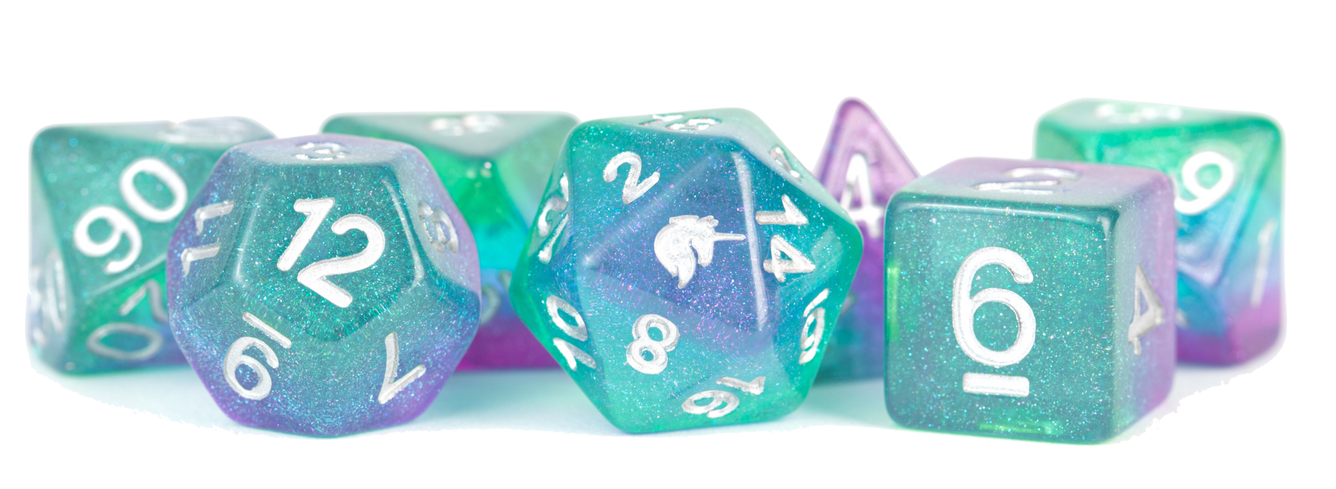 16mm Resin Poly Dice Set - Unicorn Aurora