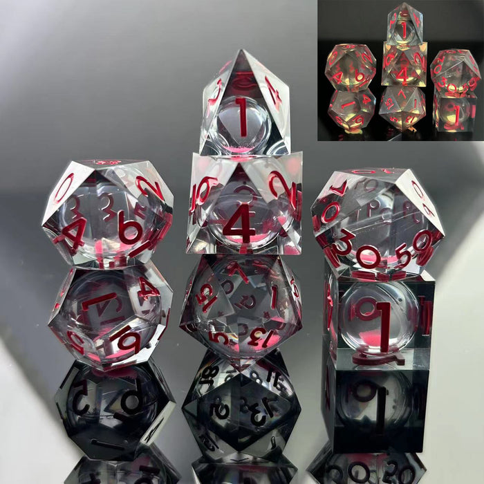 Sharp Edge Glow in the Dark Liquid Core RPG Dice Set - Midnight Rose