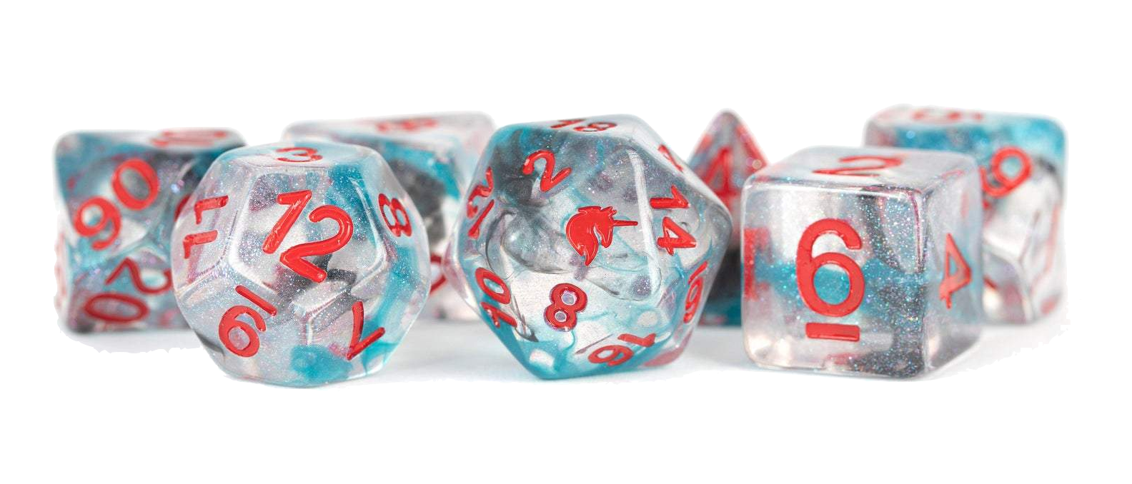 16mm Resin Poly Dice Set - Unicorn Battle Wounds