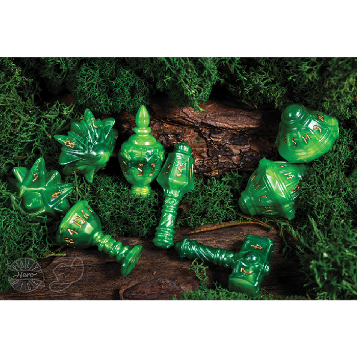 POLYHERO CLERIC 8 DICE SET VERDANT VIRIDIAN